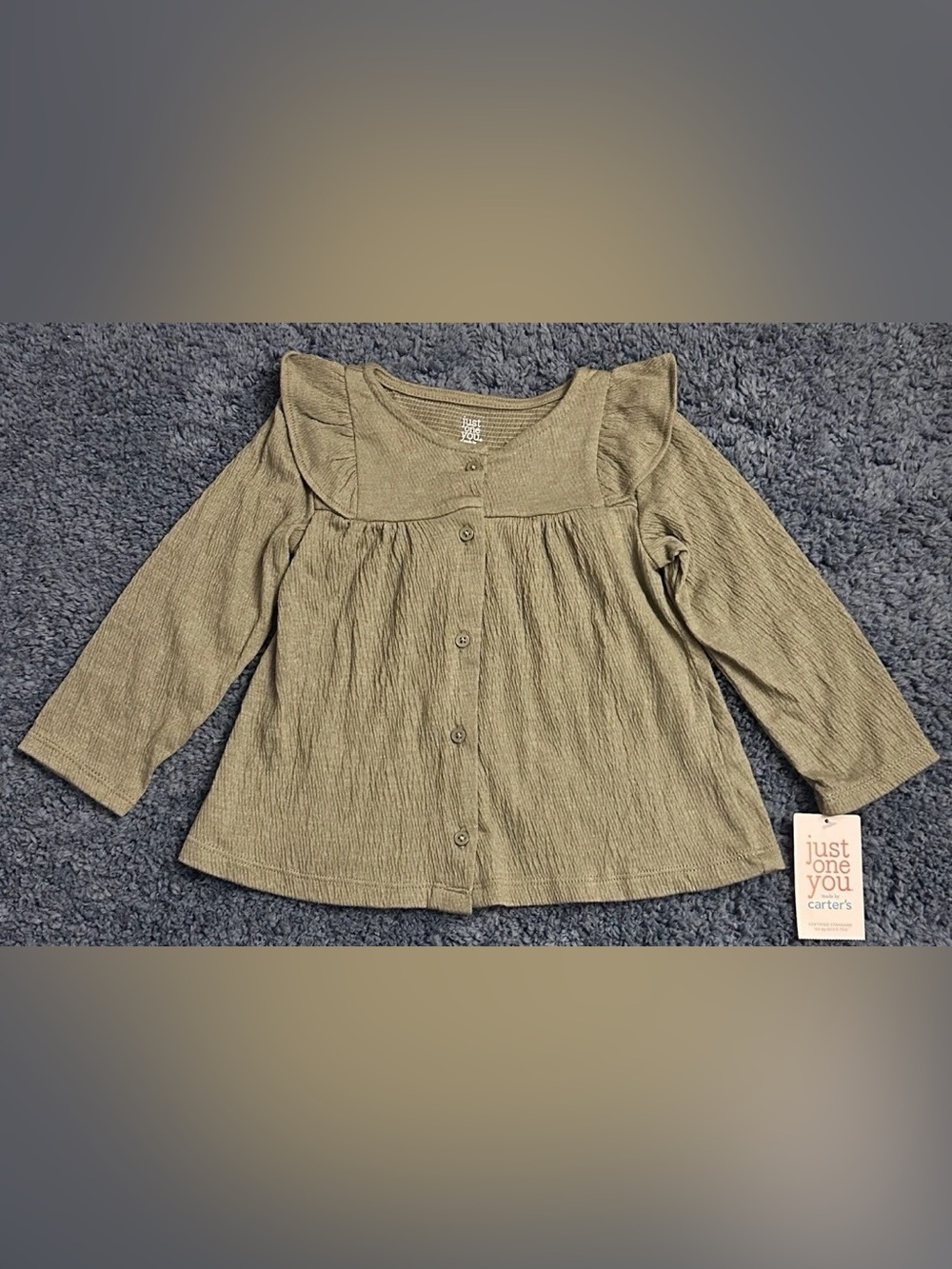 Just One You by Carter’s Baby Girl 18M Green Shoulder Flaps Button-Up Shirt
